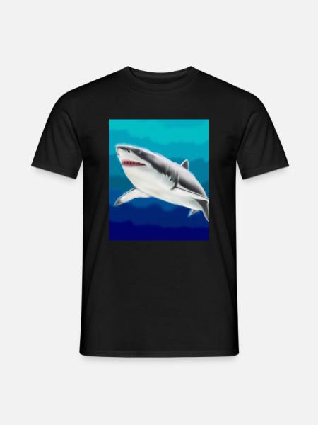 Grand Requin Blanc Vincent Van Gogh Style - T-shirt homme - noir