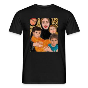 Gustav Klimt Style Portrait Einer Mama Mit Vier - Männer T-Shirt - Schwarz - Vorne - AI Model Male 178 light (178cm)