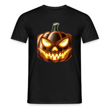Citrouille d’Halloween aux yeux de feu - T-shirt homme - noir - Devant - AI Model Male 178 light (178cm)