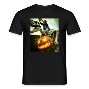 Halloween Dino Boy Chevauchant Dinosaur Skeleton - T-shirt homme - noir - Devant - AI Model Male 178 light (178cm)