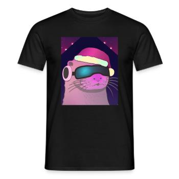 Otter Weihnachten Otter Mit Weihnachtsmütze - Männer T-Shirt - Schwarz - Vorne - AI Model Male 178 light (178cm)