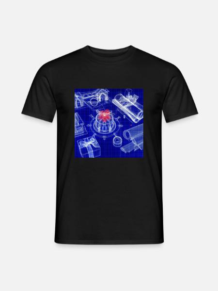 Christmas Christmas Tree Schematic Blueprint - Men's T-Shirt - black