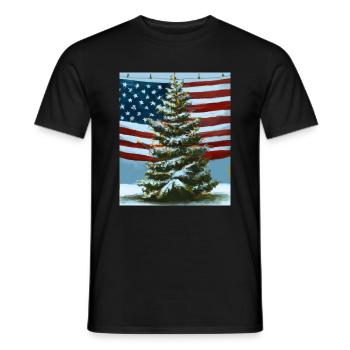 American Christmas Christmas Tree with US - Men's T-Shirt - black - Front - AI Model Male 178 light (178cm)