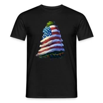American Christmas Christmas Tree with US - Men's T-Shirt - black - Front - AI Model Male 178 light (178cm)
