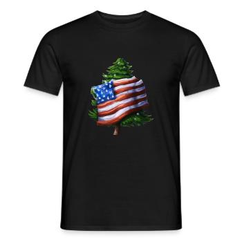 American Christmas Christmas Tree with US - Men's T-Shirt - black - Front - AI Model Male 178 light (178cm)