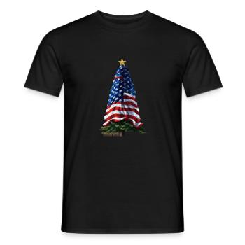 American Christmas Christmas Tree with US - Men's T-Shirt - black - Front - AI Model Male 178 light (178cm)