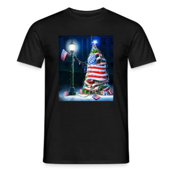American Christmas Christmas Tree with US - Men's T-Shirt - black - Front - AI Model Male 178 light (178cm)