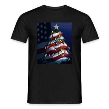American Christmas Christmas Tree with US - Men's T-Shirt - black - Front - AI Model Male 178 light (178cm)