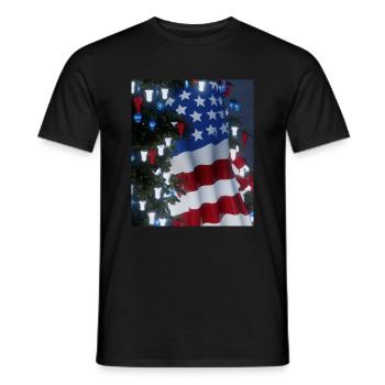 American Christmas Christmas Tree with US - Men's T-Shirt - black - Front - AI Model Male 178 light (178cm)
