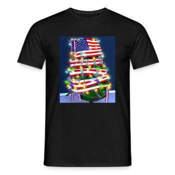 American Christmas Christmas Tree with US - Men's T-Shirt - black - Front - AI Model Male 178 light (178cm)
