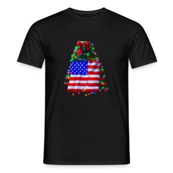 American Christmas Christmas Tree with US - Men's T-Shirt - black - Front - AI Model Male 178 light (178cm)