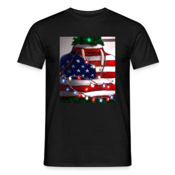 American Christmas Christmas Tree with US - Men's T-Shirt - black - Front - AI Model Male 178 light (178cm)
