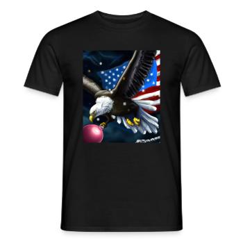 American Christmas White-tailed Eagle with US Flag - Men's T-Shirt - black - Front - AI Model Male 178 light (178cm)