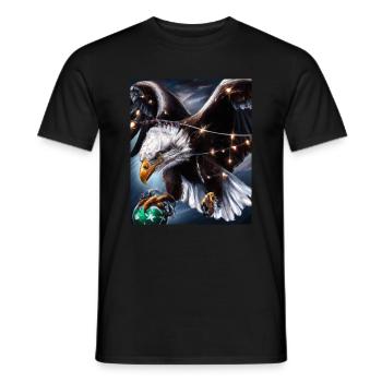 American Christmas White-tailed Eagle with - Men's T-Shirt - black - Front - AI Model Male 178 light (178cm)