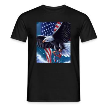 American Christmas White-tailed Eagle with - Men's T-Shirt - black - Front - AI Model Male 178 light (178cm)