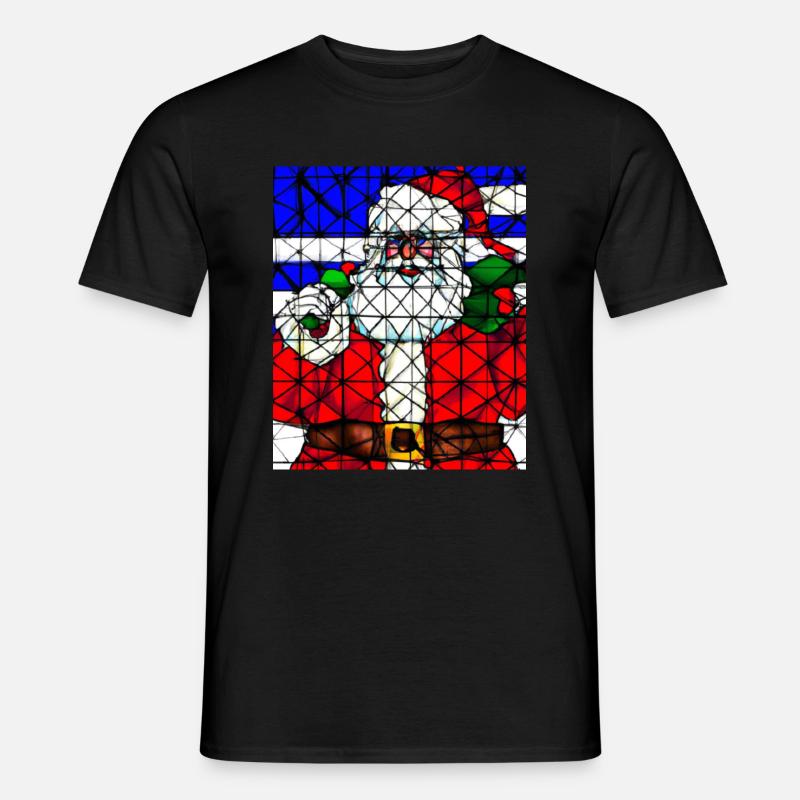 Weihnachten Weihnachtsmann Kirchenfenster - Männer T-Shirt - Schwarz