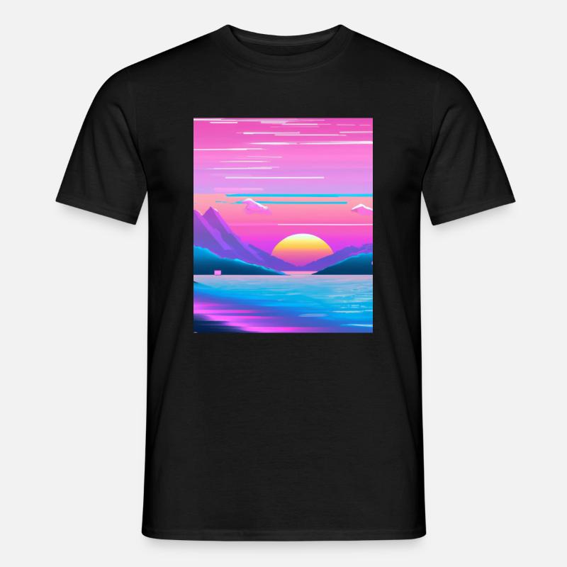 Vaporwave Sun Synthwave Sunset - T-shirt homme - noir