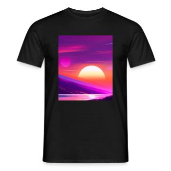 Vaporwave Sun Synthwave Sunset - Men's T-Shirt - black - Front - AI Model Male 178 light (178cm)