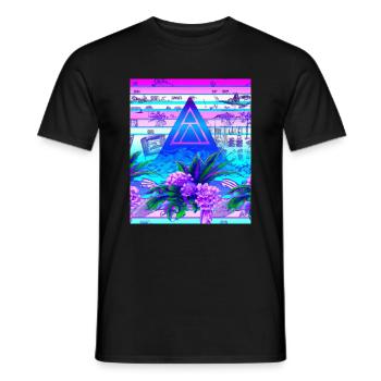 Synthwave Sun Hawaii Vaporwave Aesthetic - Men's T-Shirt - black - Front - AI Model Male 178 light (178cm)