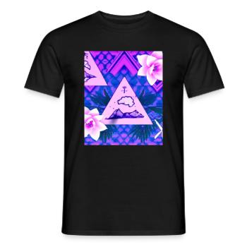 Synthwave Sun Hawaii Vaporwave Aesthetic - Men's T-Shirt - black - Front - AI Model Male 178 light (178cm)