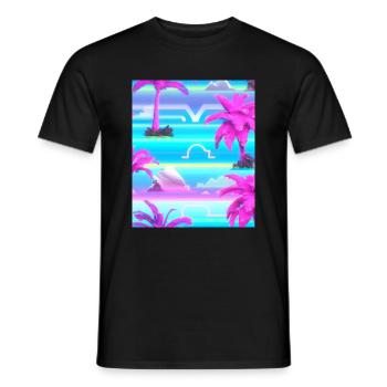 Synthwave Sun Hawaii Vaporwave Aesthetic - Men's T-Shirt - black - Front - AI Model Male 178 light (178cm)