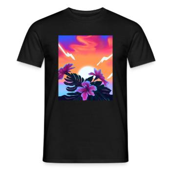 Synthwave Sun Hawaii Vaporwave Aesthetic - Men's T-Shirt - black - Front - AI Model Male 178 light (178cm)