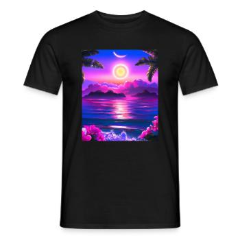 Synthwave Sun Hawaii Vaporwave Aesthetic - Men's T-Shirt - black - Front - AI Model Male 178 light (178cm)
