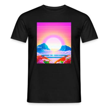 Synthwave Sun Hawaii Vaporwave Aesthetic - Men's T-Shirt - black - Front - AI Model Male 178 light (178cm)