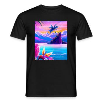Synthwave Sun Hawaii Vaporwave Aesthetic - Men's T-Shirt - black - Front - AI Model Male 178 light (178cm)