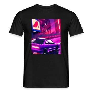 Vaporwave Esthétique Synthwave Car - T-shirt homme - noir - Devant - AI Model Male 178 light (178cm)