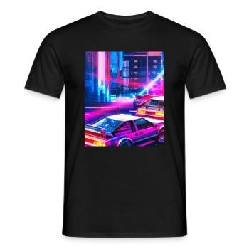 Vaporwave Esthétique Synthwave City - T-shirt homme - noir - Devant - AI Model Male 178 light (178cm)