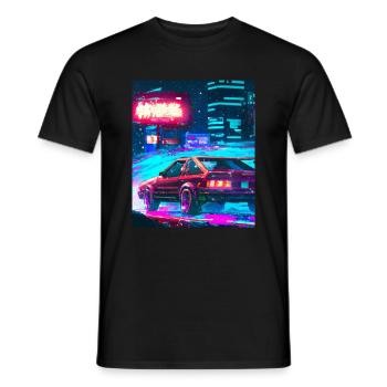 Vaporwave Esthétique Synthwave City - T-shirt homme - noir - Devant - AI Model Male 178 light (178cm)