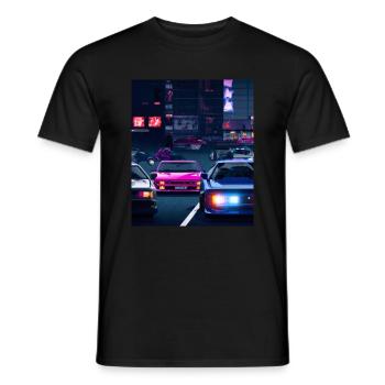 Vaporwave Esthétique Synthwave Car - T-shirt homme - noir - Devant - AI Model Male 178 light (178cm)