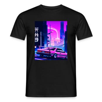 Vaporwave Esthétique Synthwave Car - T-shirt homme - noir - Devant - AI Model Male 178 light (178cm)
