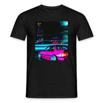 Vaporwave Esthétique Synthwave Car - T-shirt homme - noir - Devant - AI Model Male 178 light (178cm)