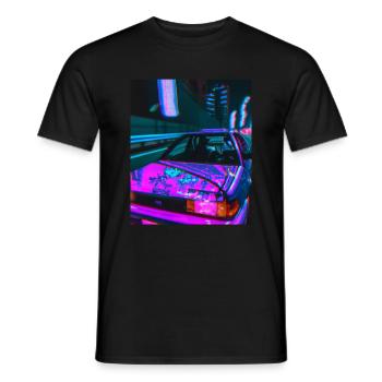 Vaporwave Esthétique Synthwave Car - T-shirt homme - noir - Devant - AI Model Male 178 light (178cm)