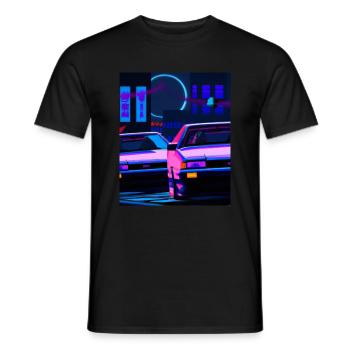 Vaporwave Esthétique Synthwave Car - T-shirt homme - noir - Devant - AI Model Male 178 light (178cm)