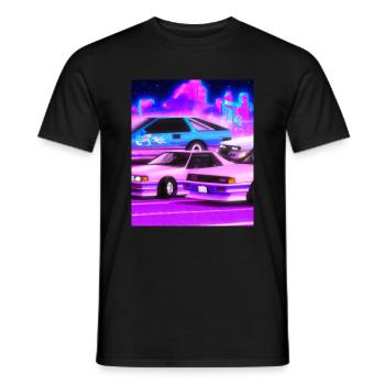 Vaporwave Esthétique Synthwave Car - T-shirt homme - noir - Devant - AI Model Male 178 light (178cm)