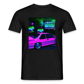Vaporwave Esthétique Synthwave Car - T-shirt homme - noir - Devant - AI Model Male 178 light (178cm)