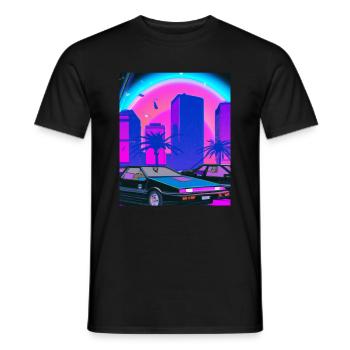 Vaporwave Esthétique Synthwave City - T-shirt homme - noir - Devant - AI Model Male 178 light (178cm)