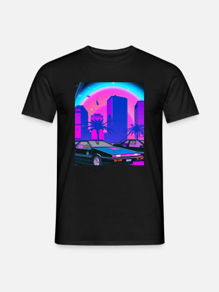 Vaporwave Aesthetic Synthwave City - Men's T-Shirt - black