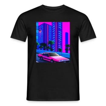 Vaporwave Esthétique Synthwave City - T-shirt homme - noir - Devant - AI Model Male 178 light (178cm)