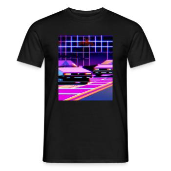 Vaporwave Esthétique Synthwave Car - T-shirt homme - noir - Devant - AI Model Male 178 light (178cm)