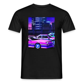 Vaporwave Esthétique Synthwave City - T-shirt homme - noir - Devant - AI Model Male 178 light (178cm)