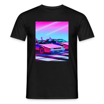 Vaporwave Esthétique Synthwave Car - T-shirt homme - noir - Devant - AI Model Male 178 light (178cm)