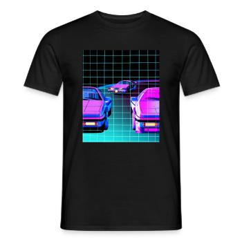 Vaporwave Esthétique Synthwave Car - T-shirt homme - noir - Devant - AI Model Male 178 light (178cm)