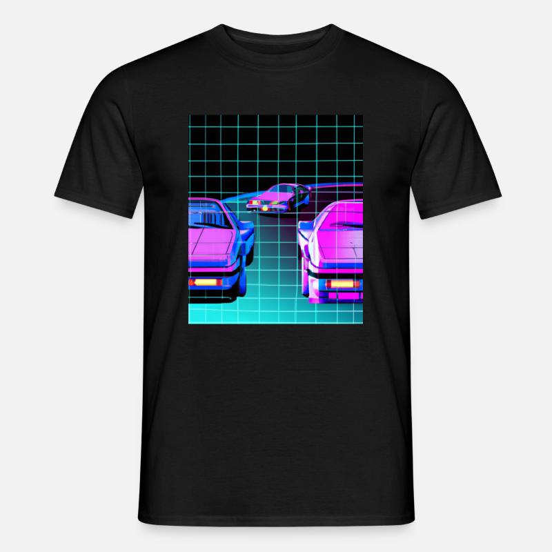 Vaporwave Aesthetic Synthwave Car - Männer T-Shirt - Schwarz