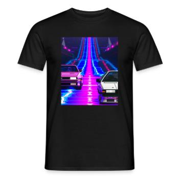 Vaporwave Esthétique Synthwave Car - T-shirt homme - noir - Devant - AI Model Male 178 light (178cm)