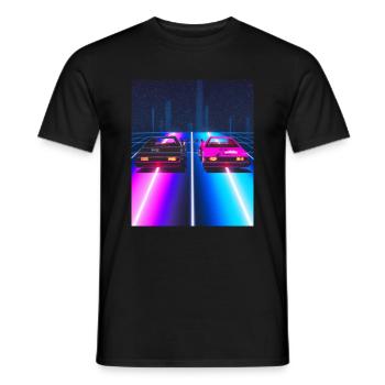 Vaporwave Esthétique Synthwave Car - T-shirt homme - noir - Devant - AI Model Male 178 light (178cm)