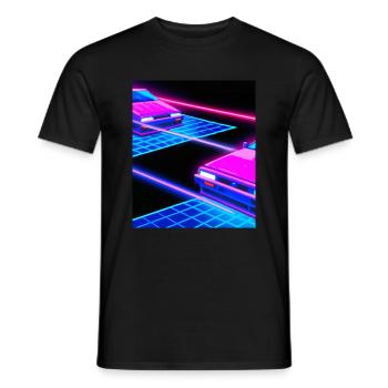 Vaporwave Esthétique Synthwave Car - T-shirt homme - noir - Devant - AI Model Male 178 light (178cm)
